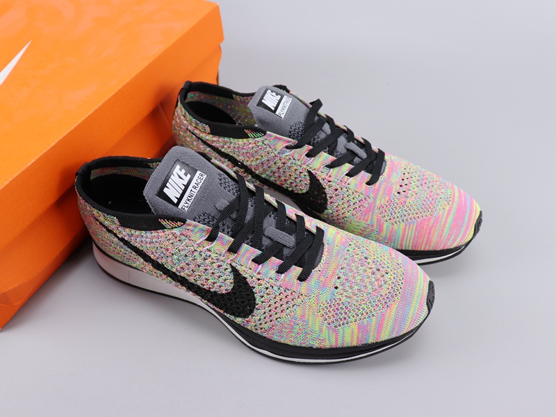 2020 Nike Flyknit Racer Rainbow Colorful Black For Women
